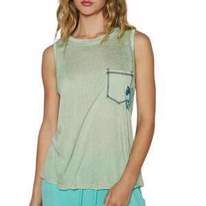 POL floral detail pocket patch tank in Matcha green size Medium